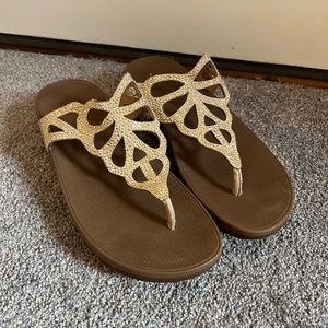 Gold Rhinestone FitFlops